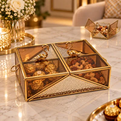 Boîte à Bijoux Luxe Dorée avec Couvercle Cygne – Design Élégant | Top Déco Tunisie