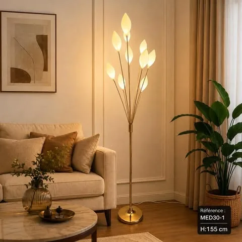 Lampadaire LED moderne design feuilles