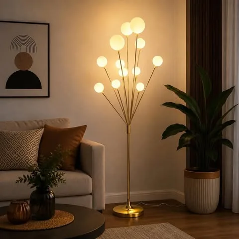 Lampadaire Design Doré 11 Boules – Éclairage Décoratif Moderne H155 cm