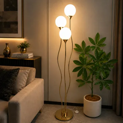 Lampadaire de Coin Moderne à 3 Boules Lumineuses | Top Déco Tunisie