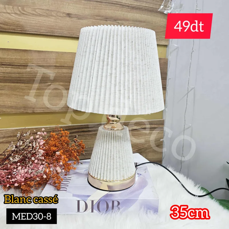 Lampe de table plissée design – Blanc cassé | Top Déco Tunisie