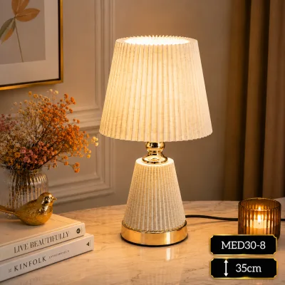 Lampe de table plissée design – Blanc cassé | Top Déco Tunisie