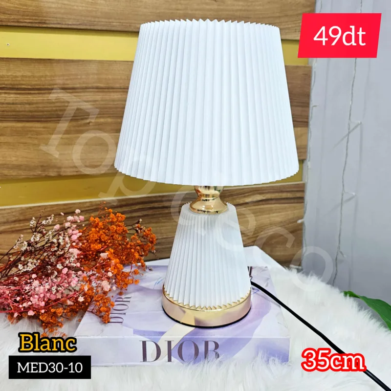 Lampe de table plissée design – Blanc | Top Déco Tunisie