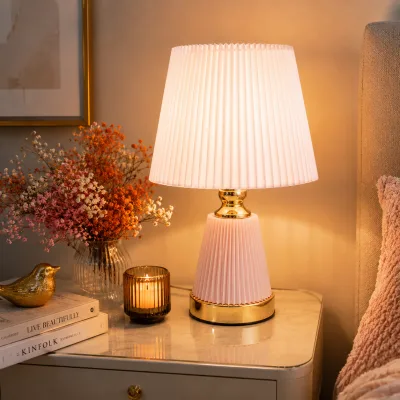 Lampe de table plissée design – Rose | Top Déco Tunisie