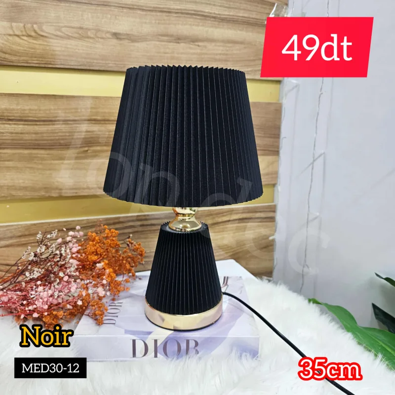Lampe de table plissée design – Noir | Top Déco Tunisie