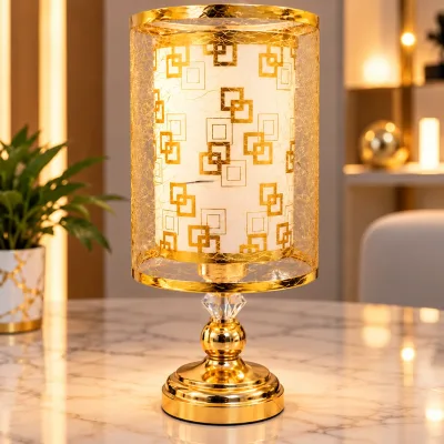 Veilleuse Électrique Décorative Dorée – Motifs Géométriques | Top Déco Tunisie