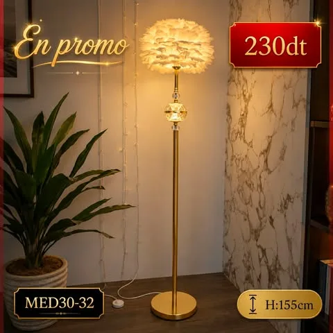Veilleuse d’Angle Plume Blanche – Ambiance Élégante LED | Top Déco Tunisie