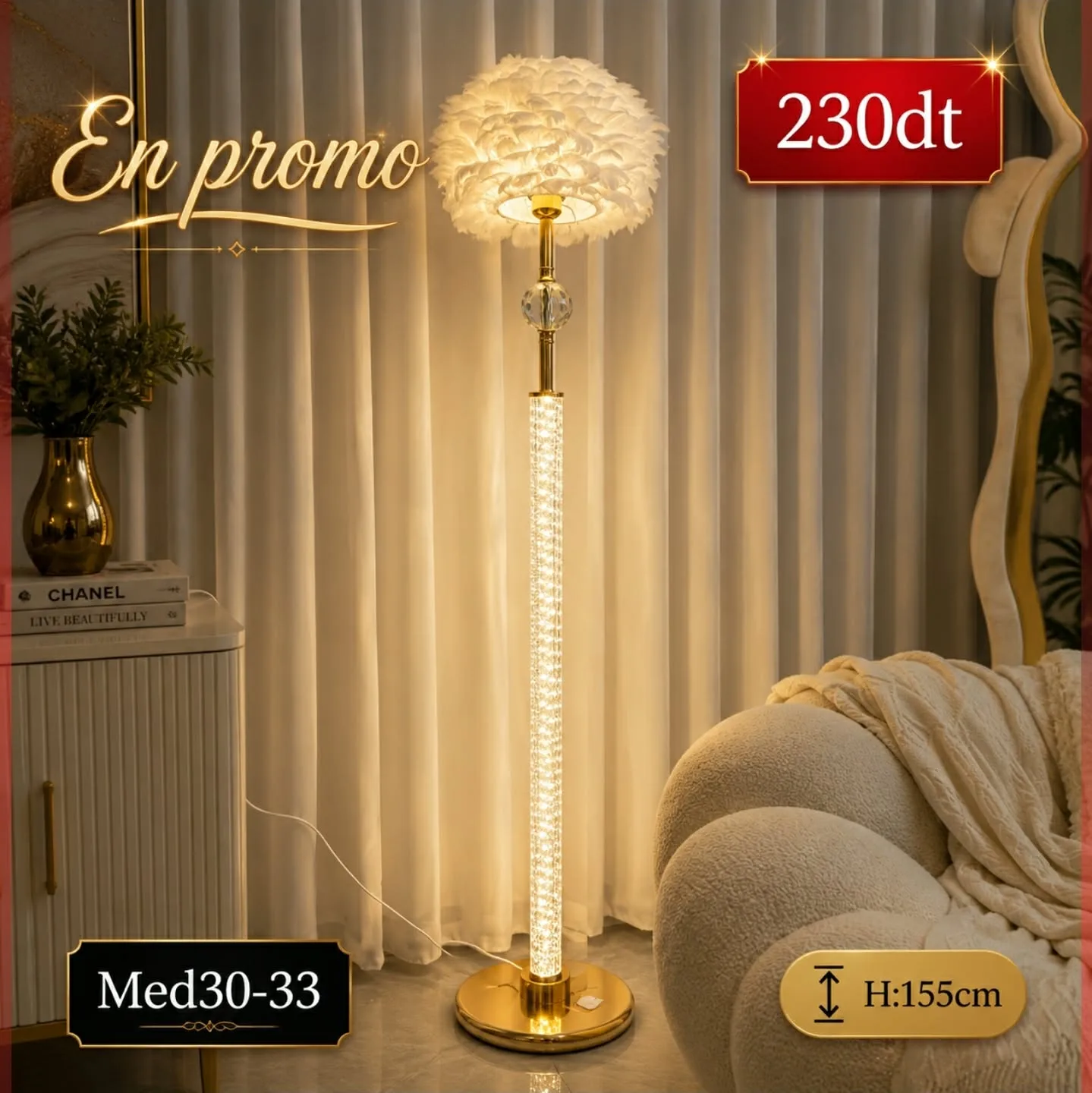 Veilleuse d’Angle Plume Blanche – Ambiance Élégante LED | Top Déco Tunisie