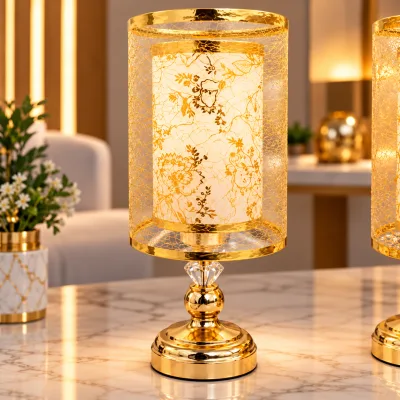 Veilleuse Électrique Décorative Dorée à Motifs Floraux | Top Déco Tunisie