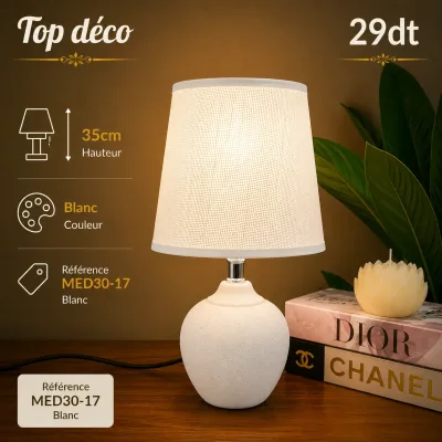 Veilleuse table de nuit Blanche | Top Déco Tunisie