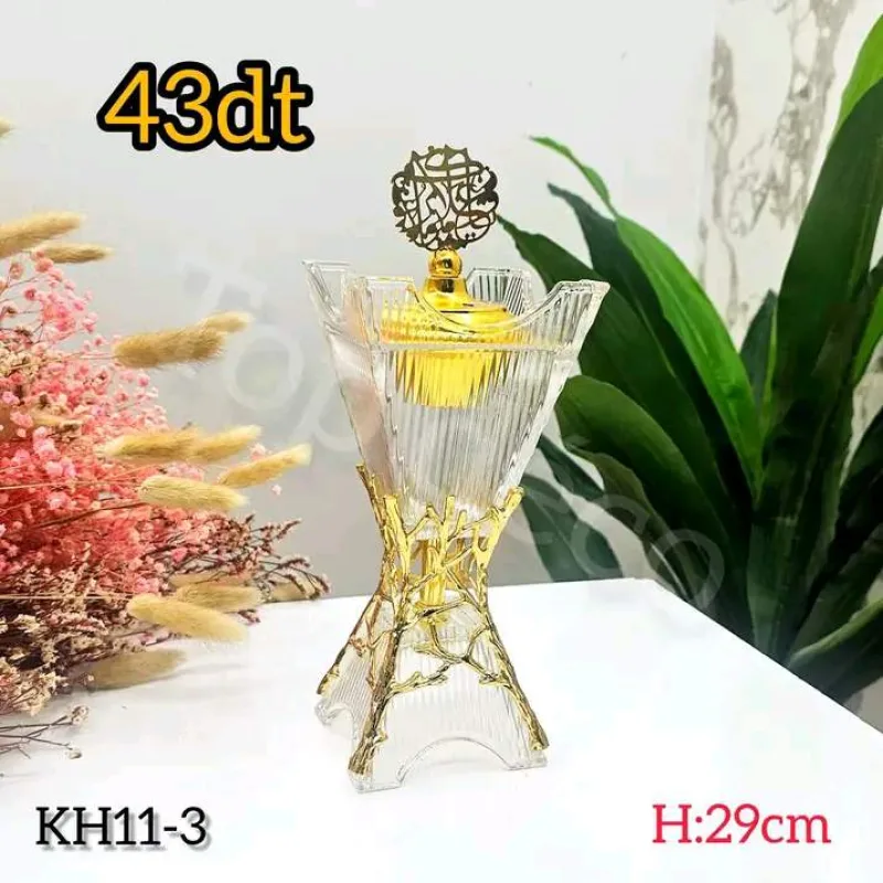Encensoir décoratif premium en verre et métal doré KH11-3