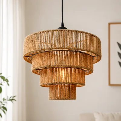 Lustre Suspendu en Corde Naturelle | Top Déco Tunisie