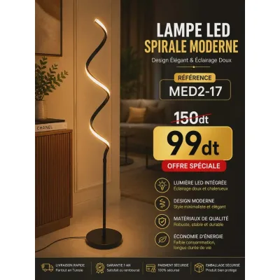 lampadaire LED design ondulé | Top Déco Tunisie