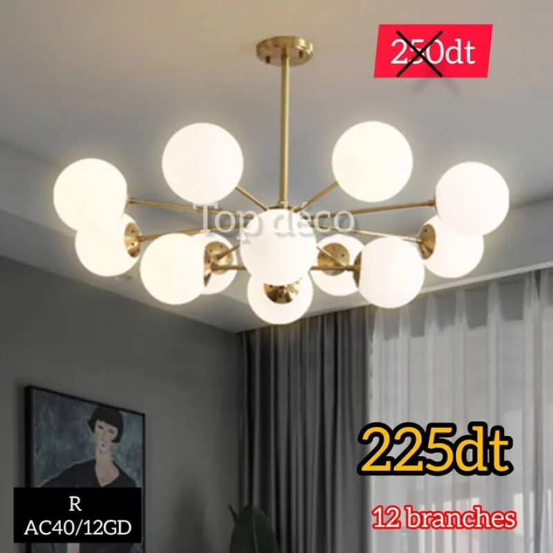 Lustre moderne 12 branches | Top Déco Tunisie