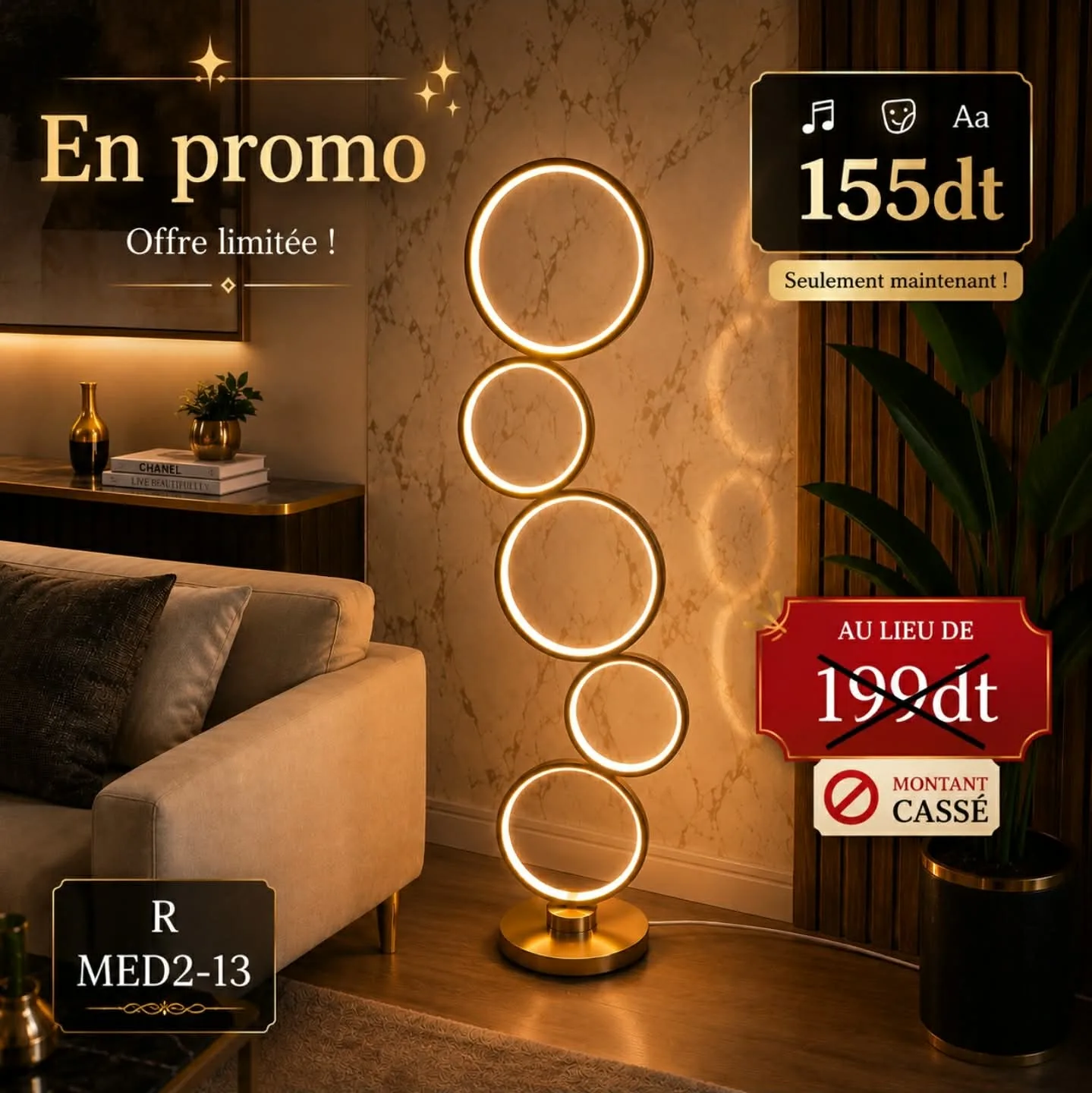 Lampadaire LED Style Moderne MED2-13 | Top Déco Tunisie
