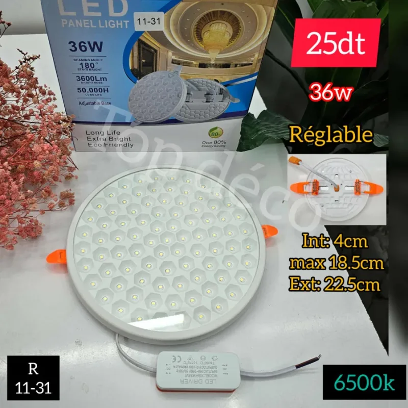 Spot LED Rond Réglable 36W – 6500K | Top Déco Tunisie