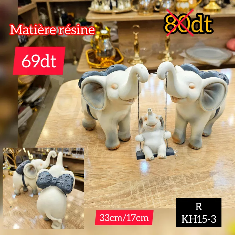 Figurine Élégante en Résine Blanc et Gris | Top Déco Tunisie