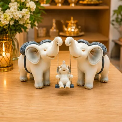 Figurine Élégante en Résine Blanc et Gris