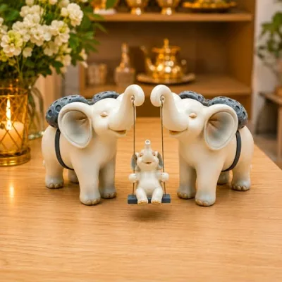 Figurine Élégante en Résine Blanc et Gris | Top Déco Tunisie