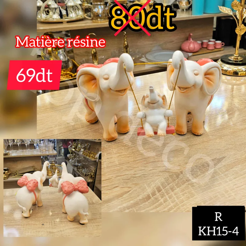 Figurine Élégante en Résine Blanc et Rose | Top Déco Tunisie