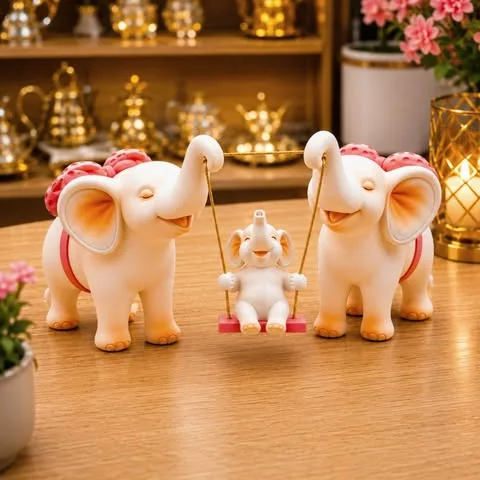 Figurine Élégante en Résine Blanc et Rose