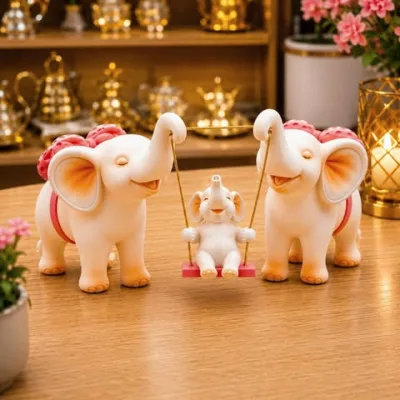 Figurine Élégante en Résine Blanc et Rose | Top Déco Tunisie