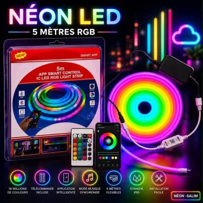 led Néon  RGB – 5 mètres salim | Top Déco Tunisie