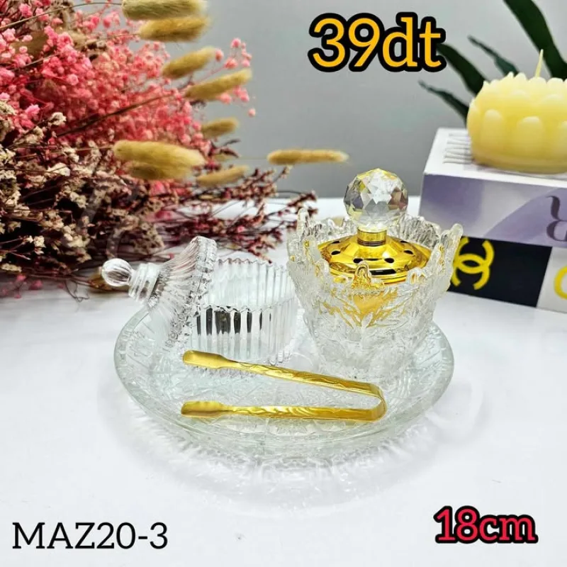 Encensoir décoratif en verre et finition dorée – Design Cerf Luxe MAZ20-3 | Top Déco Tunisie