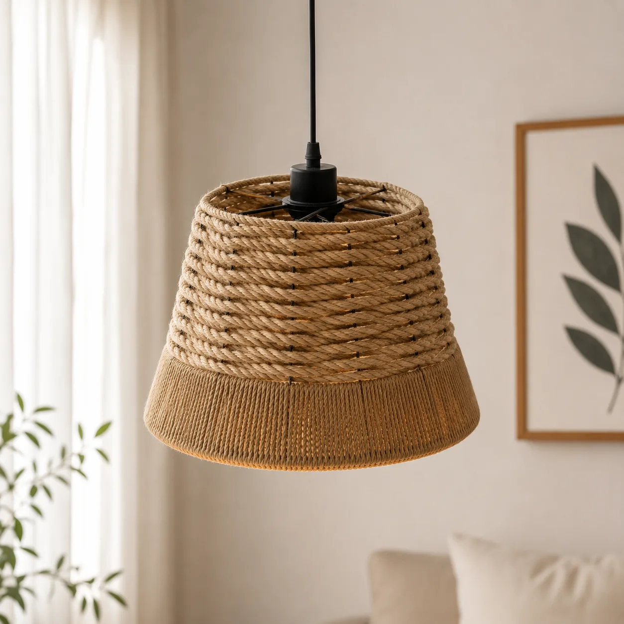 Lustre Suspendu en Corde Naturelle - 9741