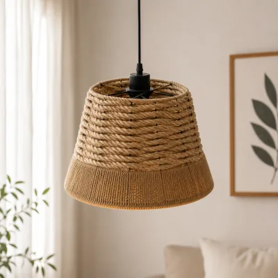 Lustre Suspendu en Corde Naturelle - 9741 | Top Déco Tunisie