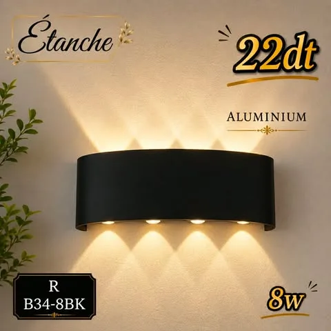 Applique Murale LED en Aluminium 4 Faisceaux Noir | Top Déco Tunisie