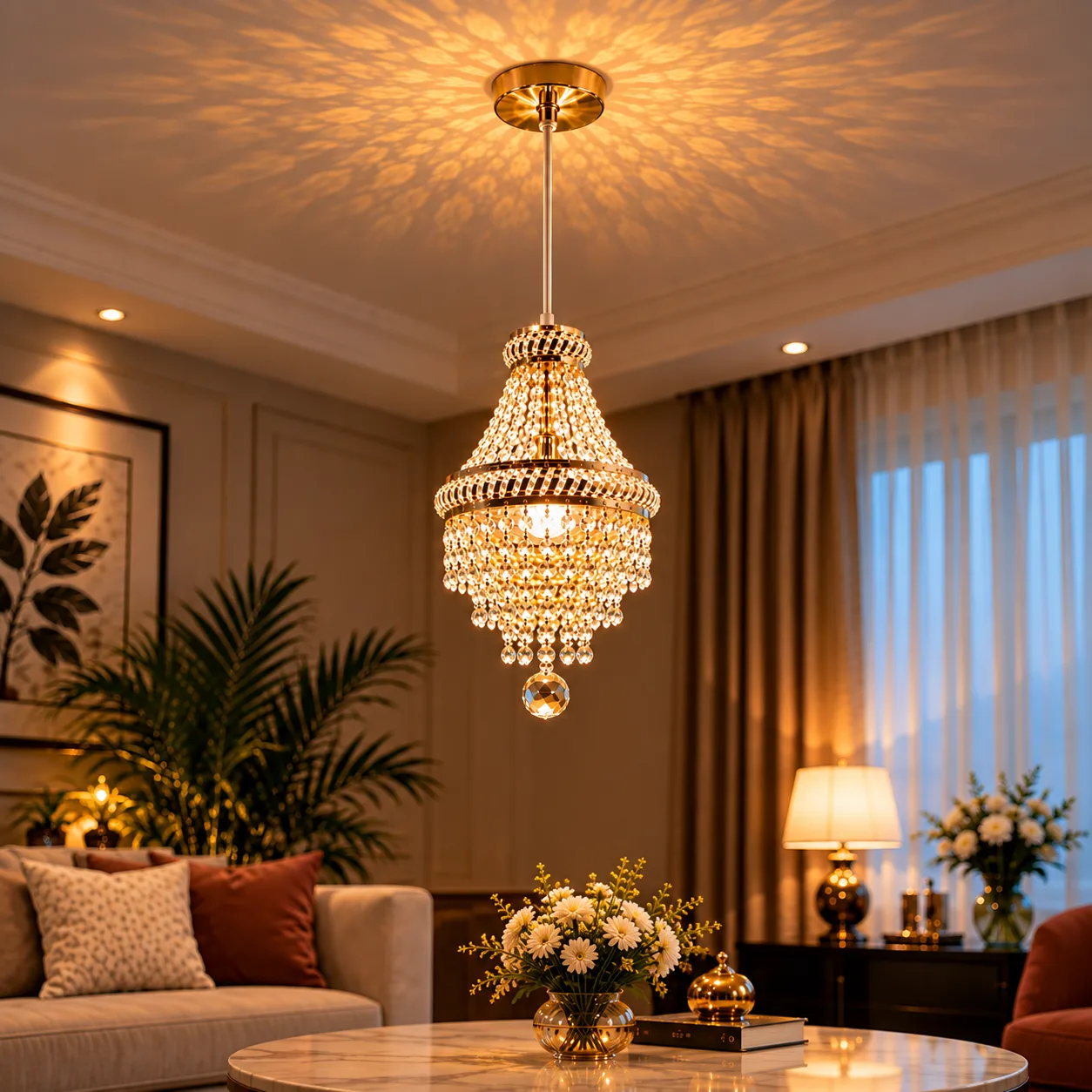 Lustre suspendu doré 25 cm – 2 lampes E14