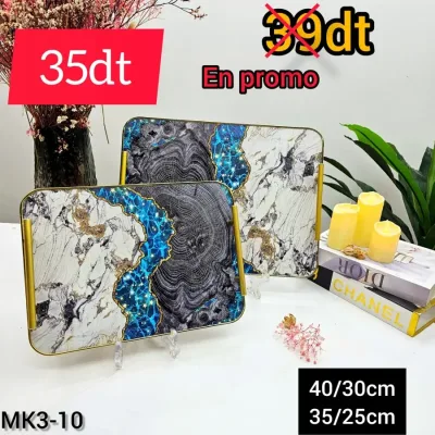 Plateaux 2 Pièces en Bois et Métal | Top Déco Tunisie