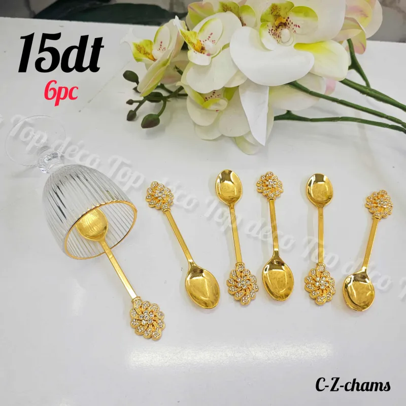 Set cuillère zrir doré chams 6 PS | Top Déco Tunisie