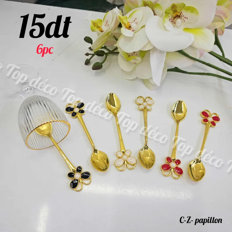 Set cuillère zrir doré papillon 6 PS | Top Déco Tunisie