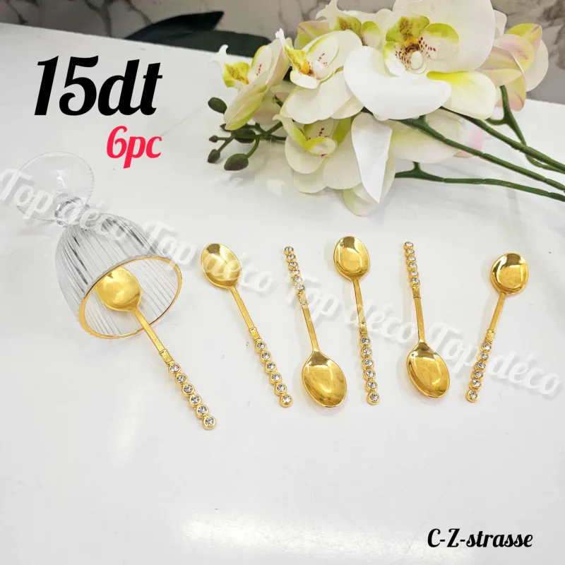 Set cuillère zrir doré strasse 6 PS | Top Déco Tunisie