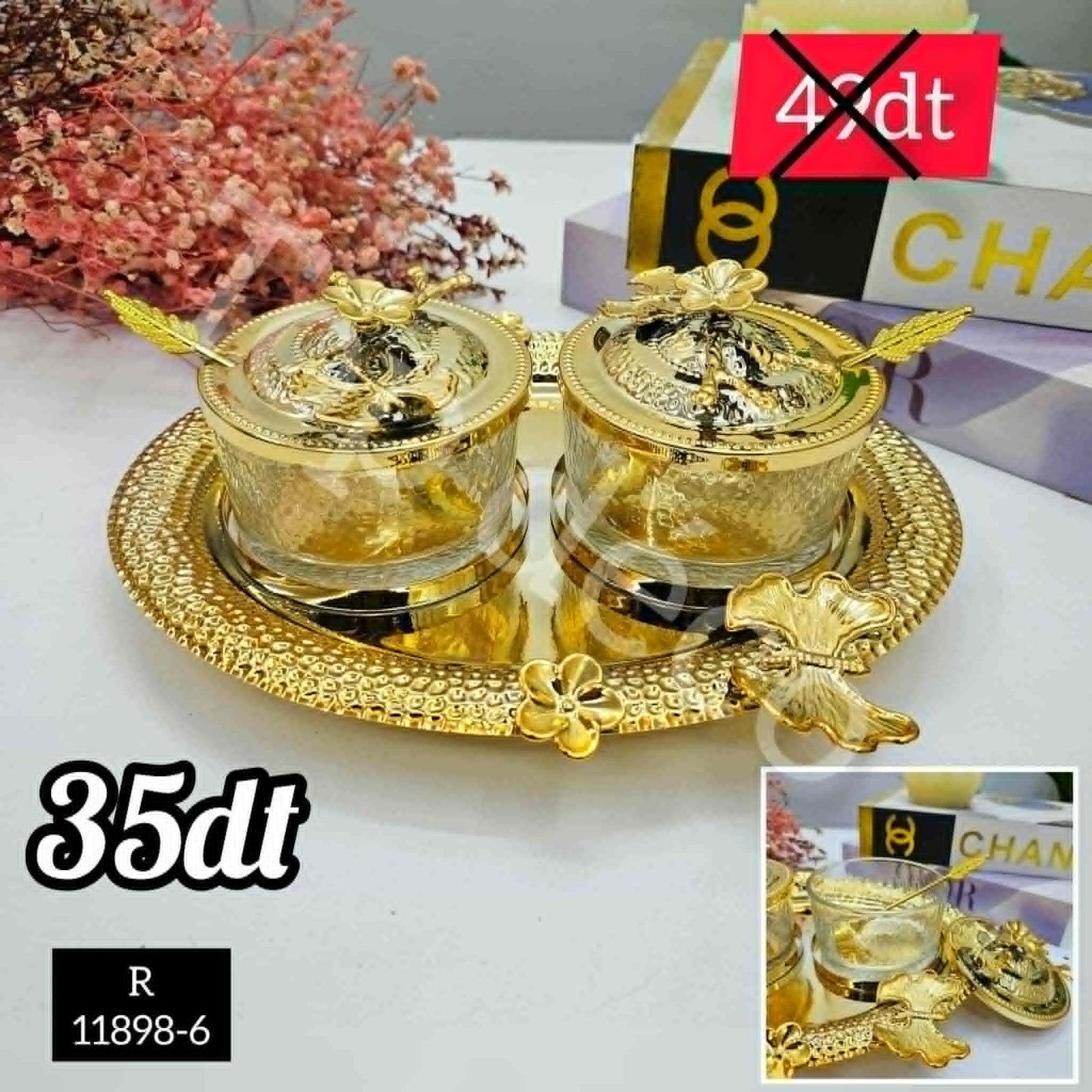 Set de 2 Bonbonnières avec Plateau Assorti – Élégance et Raffinement | Top Déco Tunisie