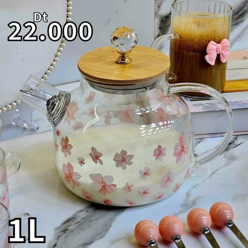 Théière Élégance Florale en Verre | Top Déco Tunisie