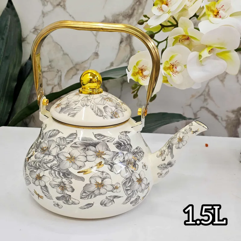 Théiére turc fleurie gris 1.5L | Top Déco Tunisie