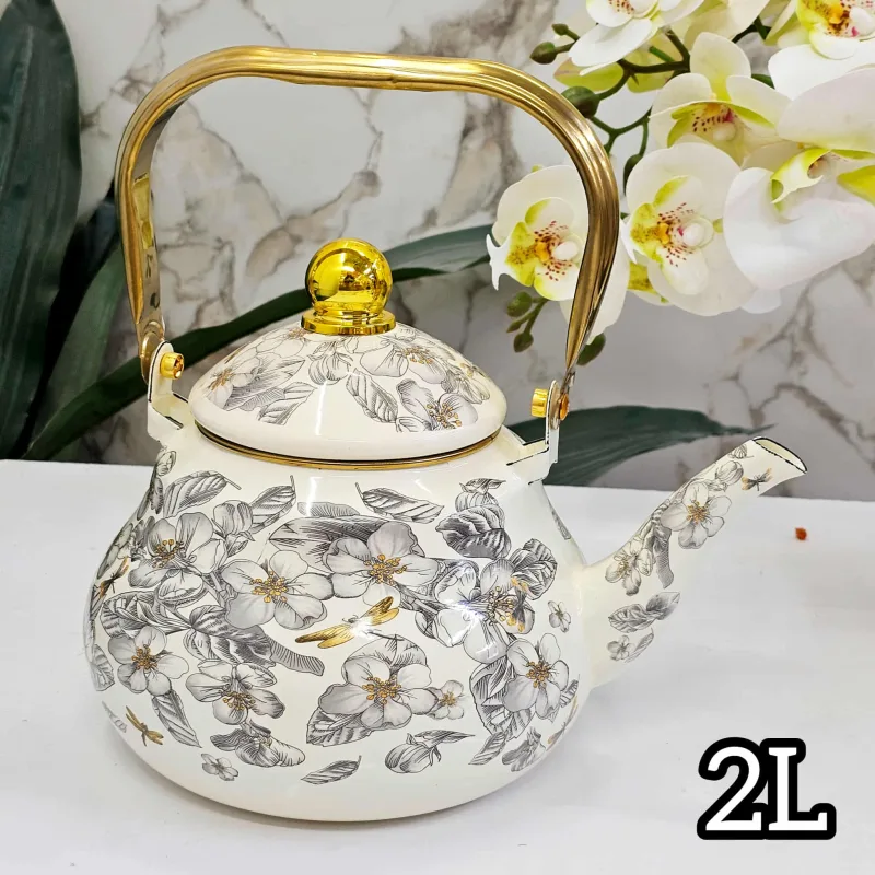 Théière turc fleurie gris 2L | Top Déco Tunisie