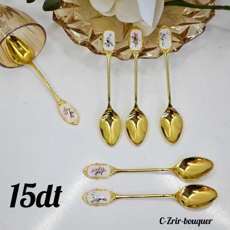 Set cuillère zrir doré bouquet 6 pièces | Top Déco Tunisie