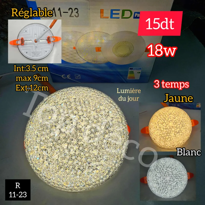 Spot réglable 18W 3 temps 3.5cm/12cm | Top Déco Tunisie