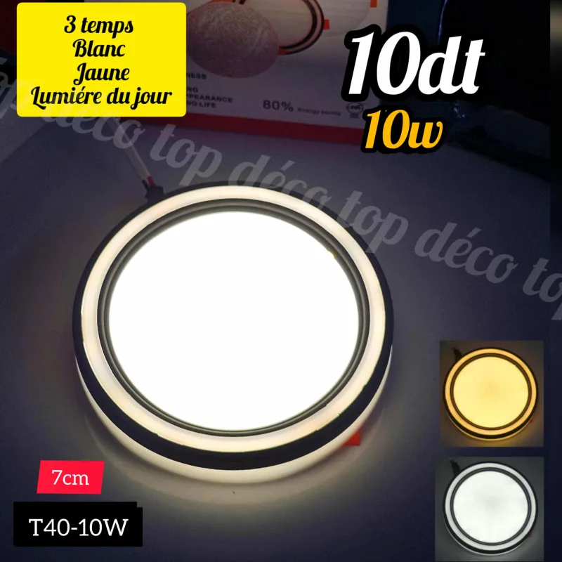 Spot LED Encastrable Rond 10W – 3 Modes d’Éclairage –  7 cm | Top Déco Tunisie