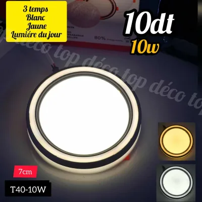 Spot LED Encastrable Rond 10W – 3 Modes d’Éclairage –  7 cm | Top Déco Tunisie