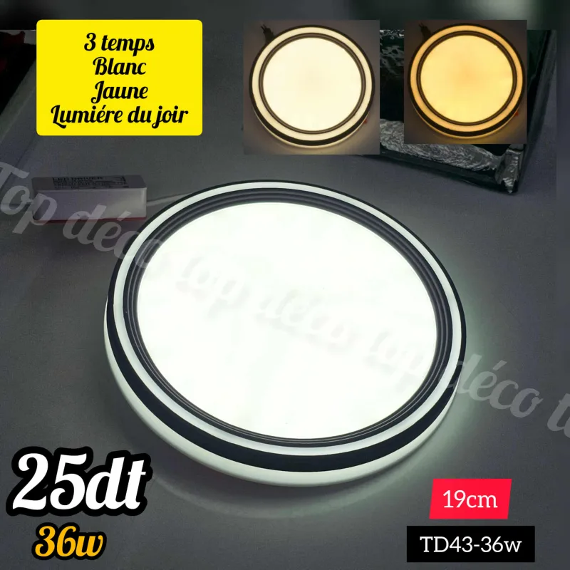 Spot LED Encastrable Rond 36W – 3 Modes d’Éclairage – 19 cm | Top Déco Tunisie