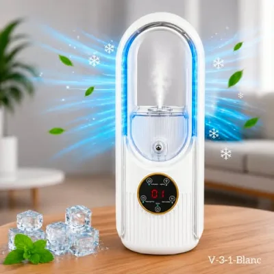 Ventilateur Portable 3 en 1 avec Brumisateur & LED RGB – Ventilation 360° USB | Top Déco Tunisie