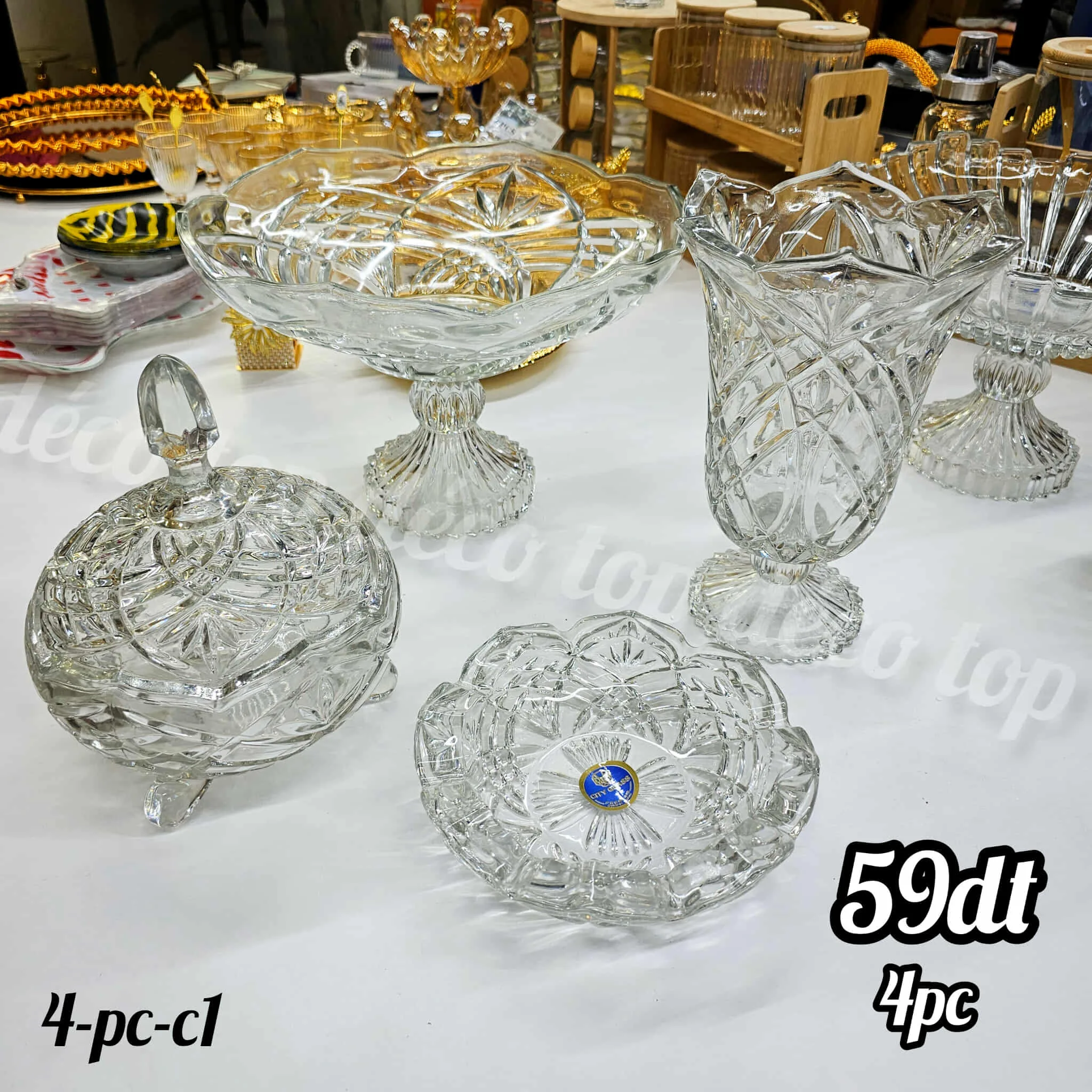 Service en Cristal 4 Pièces – Élégance et Raffinement pour Votre Table | Top Déco Tunisie