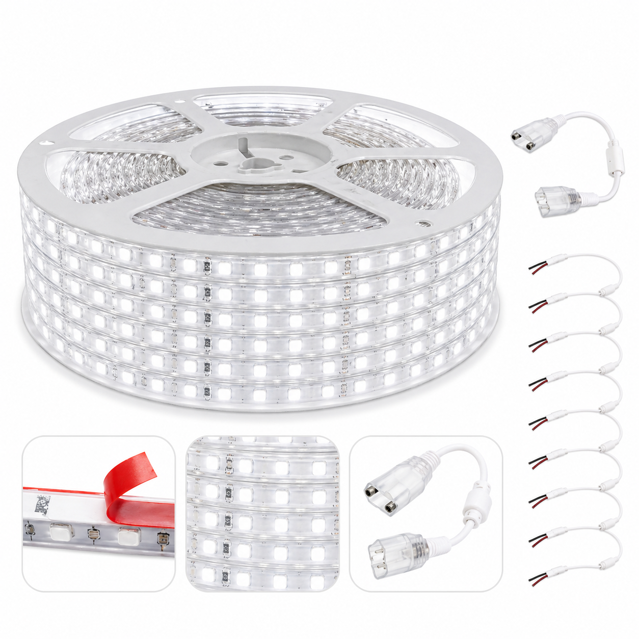 Bobine LED adhésif 100 mètres – 6500K (Blanc froid)