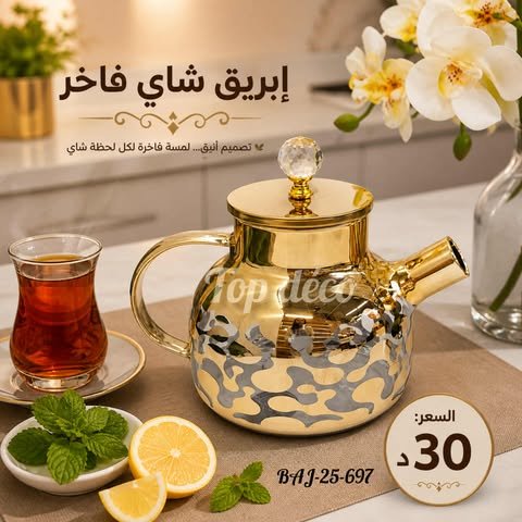 Théière verre doré 1L | Top Déco Tunisie
