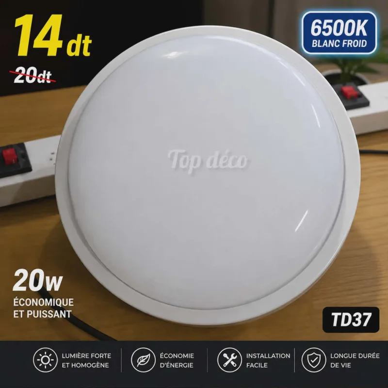 Applique Murale Ronde LED 20W | Top Déco Tunisie